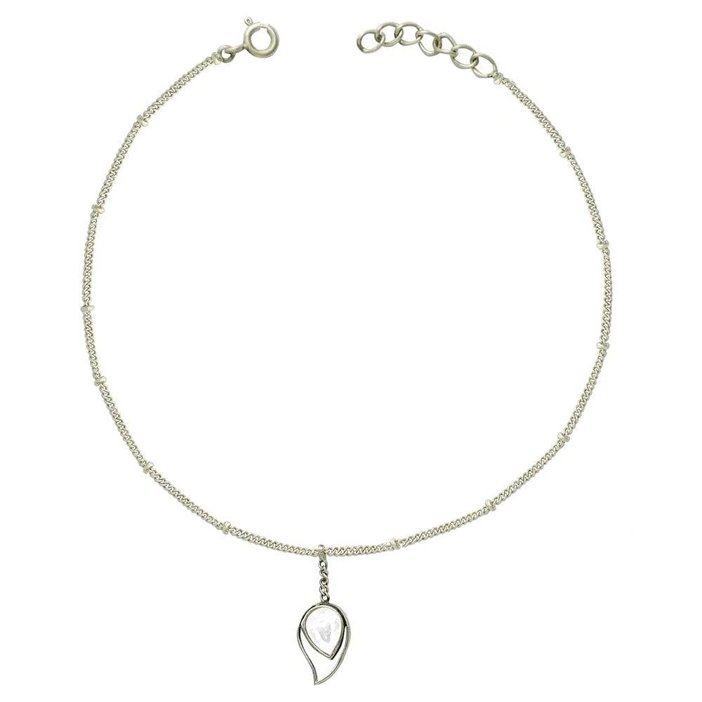 Single Silver 92.5 Aam Ras White Stone Anklet : U080SG006LA0526