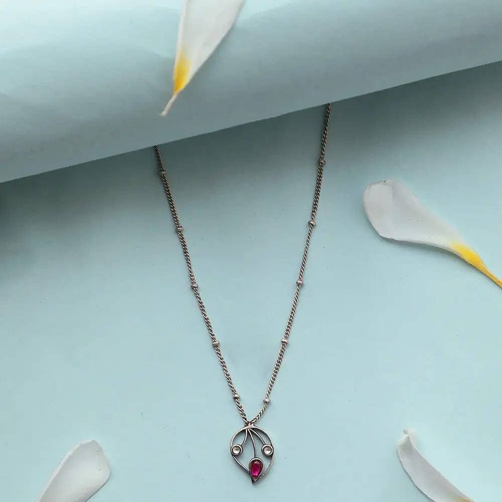 Single Silver 92.5 Aam Ras Red Stone Anklet : U080SG006LA0530
