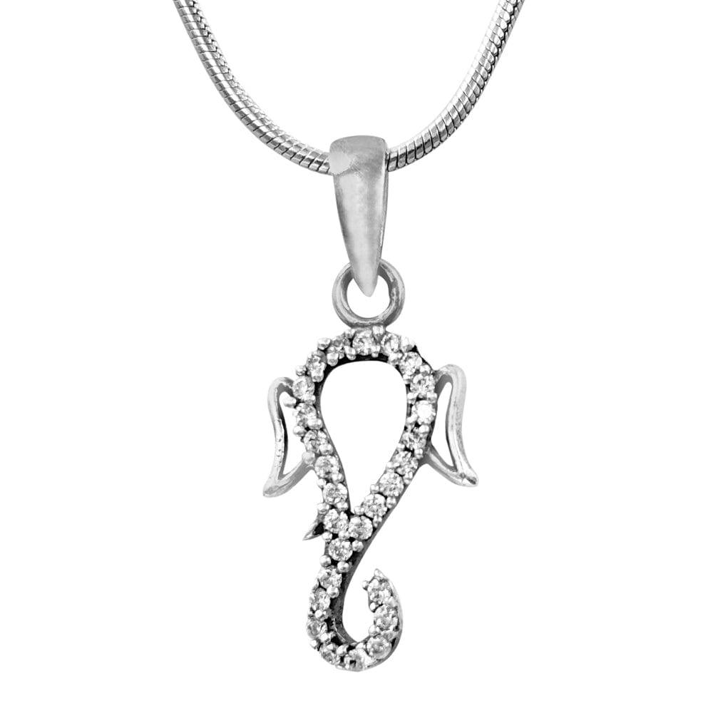 Lord Ganesha Sterling Silver Zircon Pendant : U080SG008N1109