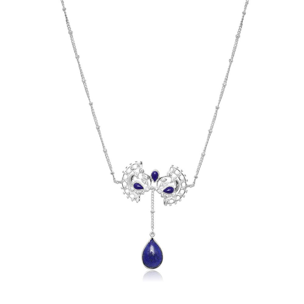 Silver Blue Swan Lapis Necklace : U080SG010N1020
