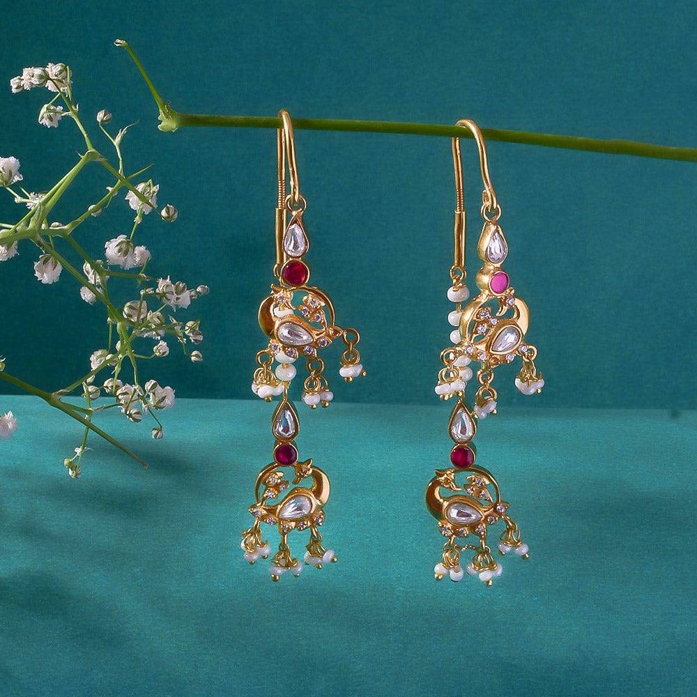 Double Swan 92.5 Silver Sui Dhaga Earrings : U080SG011E1012