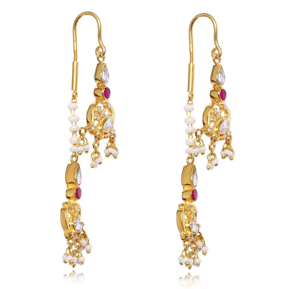 Double Swan 92.5 Silver Sui Dhaga Earrings : U080SG011E1012