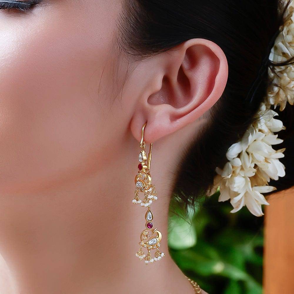 Double Swan 92.5 Silver Sui Dhaga Earrings : U080SG011E1012