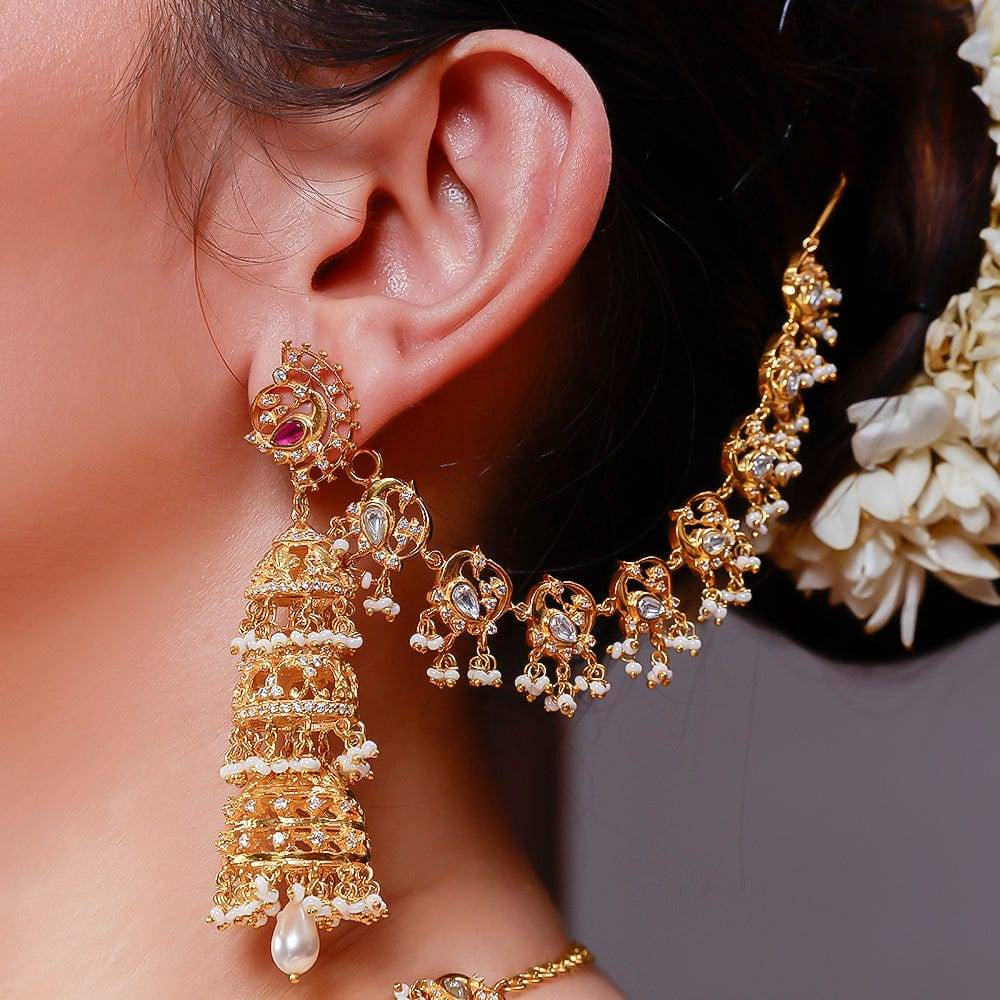 Silver Swan Statement Jhumkas : U080SG058E1032