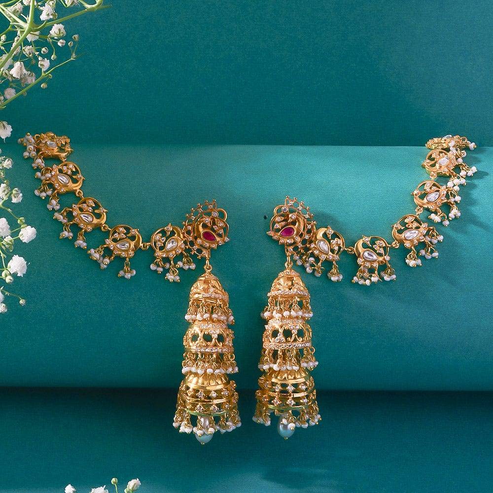 Silver Swan Statement Jhumkas : U080SG058E1032