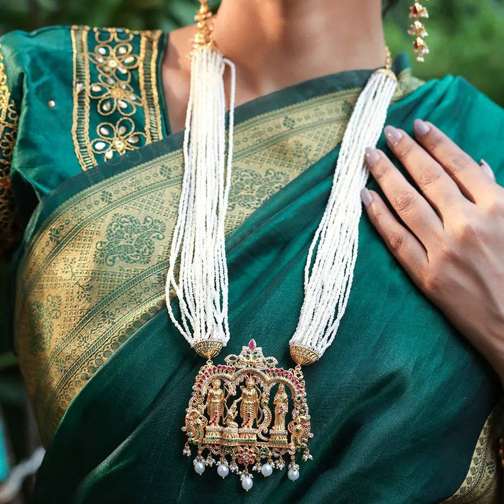 Silver 92.5 Ram Darbar Necklace : U080SG084N0437