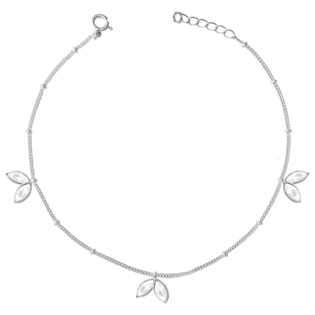 Single Two Petals Motif Silver 92.5 Anklet : U080SO010LA0533