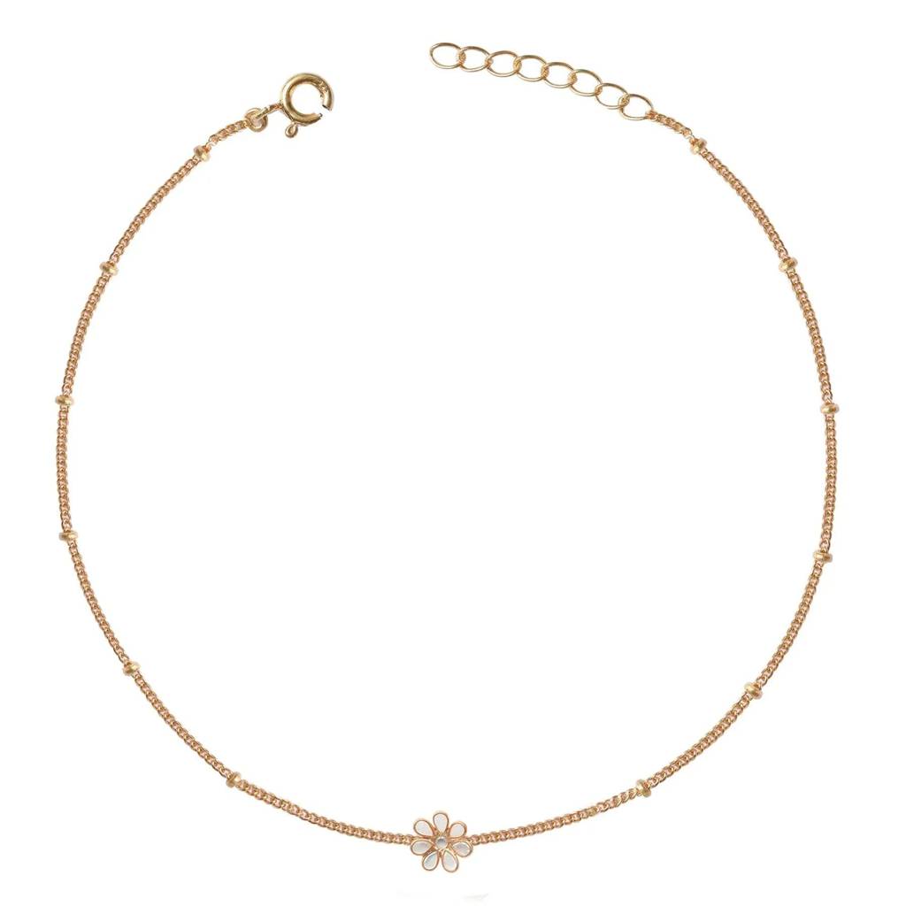 Single Silver 92.5 Flower Anklet : U080SO011LA0504