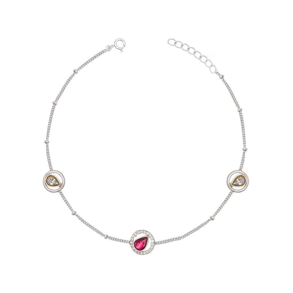 Single Pure Silver Oxidised Red Anklet : U080SO05LA0507