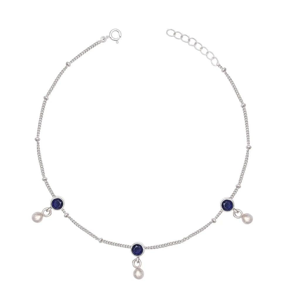 Single Blue Zircon Silver 92.5 Anklet : U080SO07LA0531