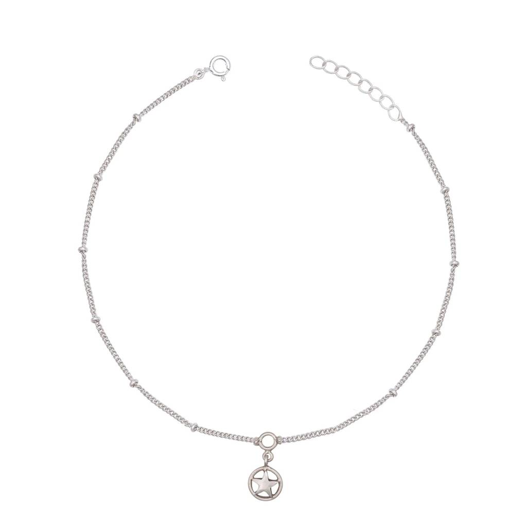 Single Silver Star Charm Hanging Anklet : U080SO08LA0531