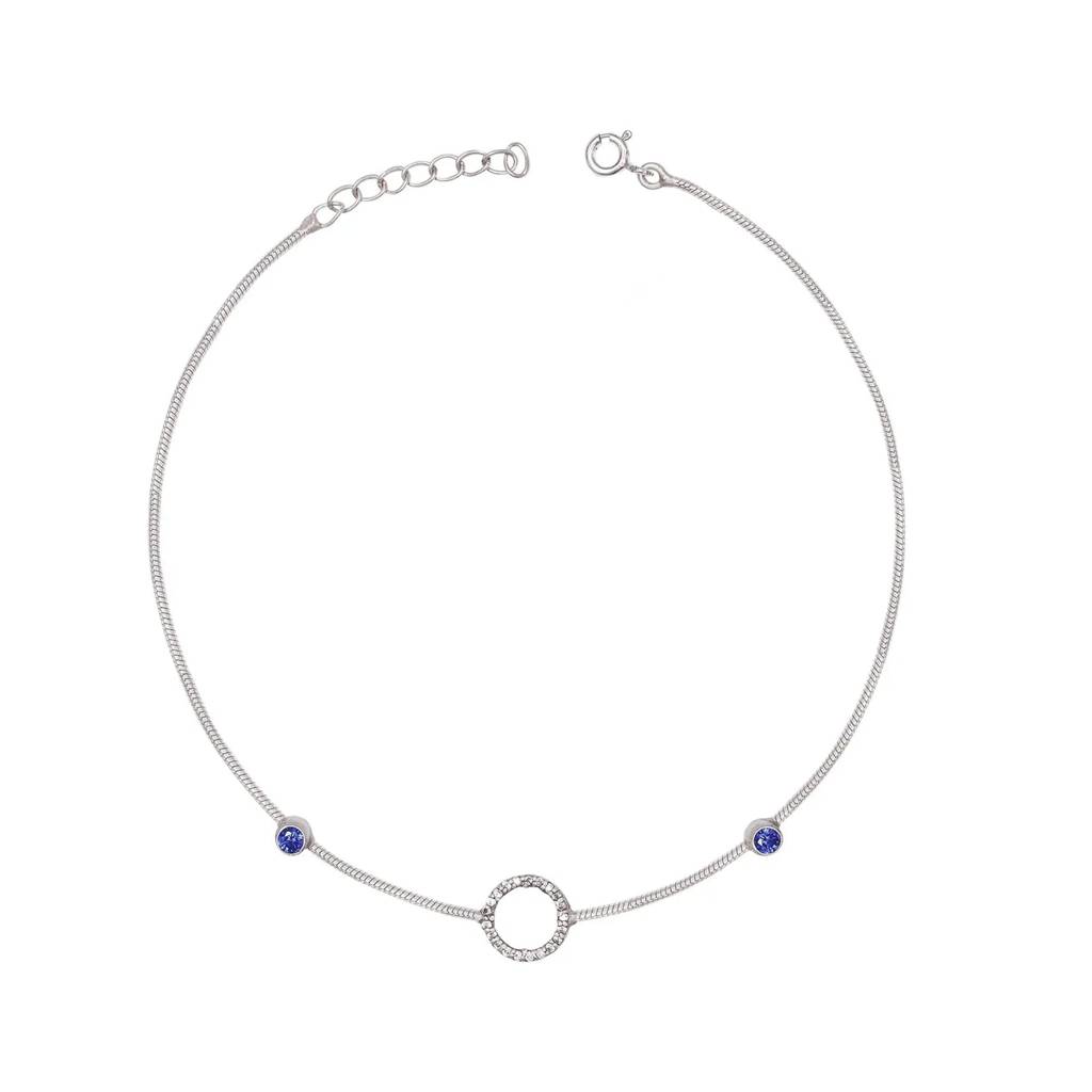 Single Silver Anklet With Round Zircon Motif : U080SO08LA0532