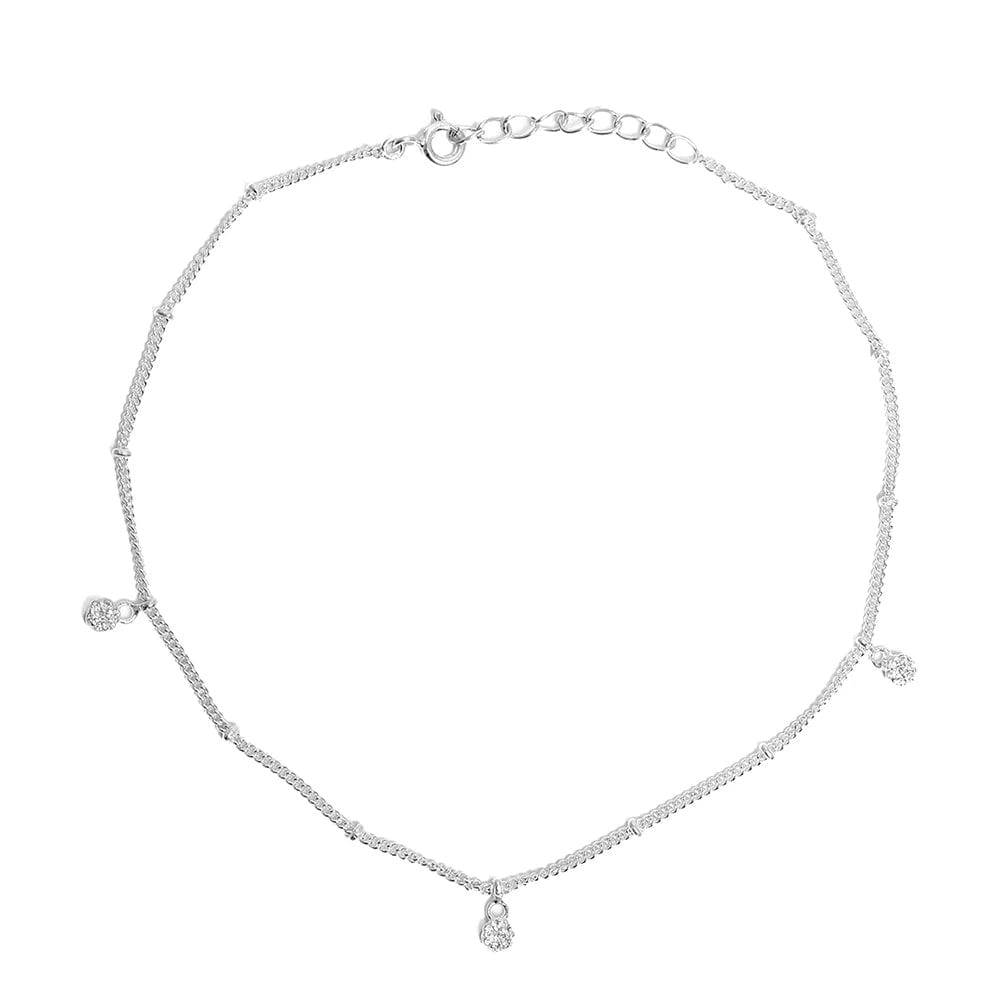 Single Silver Zircon Anklet : U080SO08LA0545