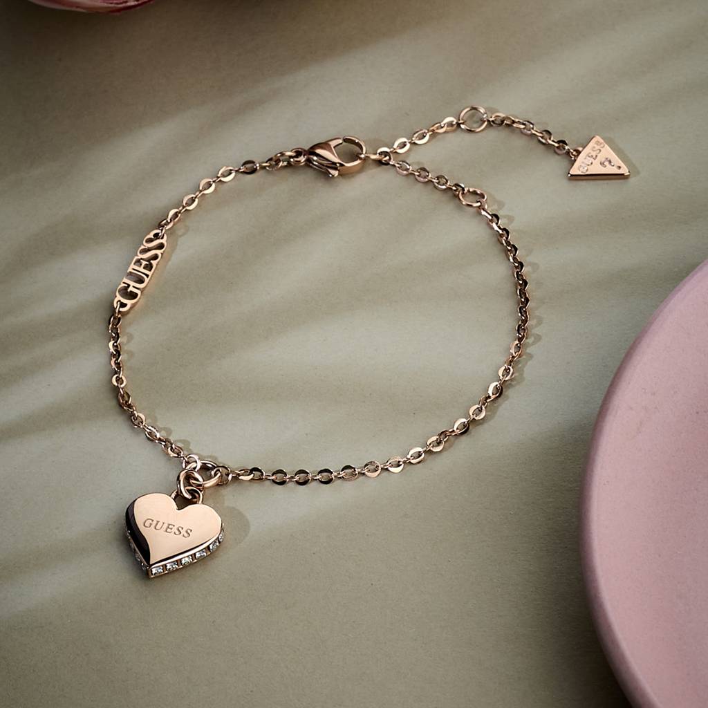 Guess Falling In Love Rose Gold-Plated Stainless Steel Bracelet For Women