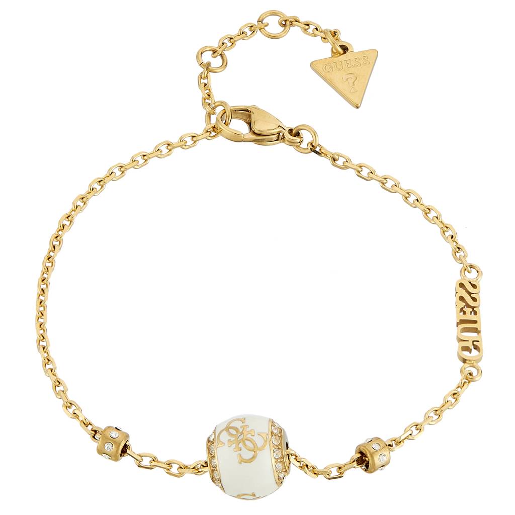 Guess 4G Loop Gold-Plated Stainless Steel Bracelet For Women : UBB02282YGWHL