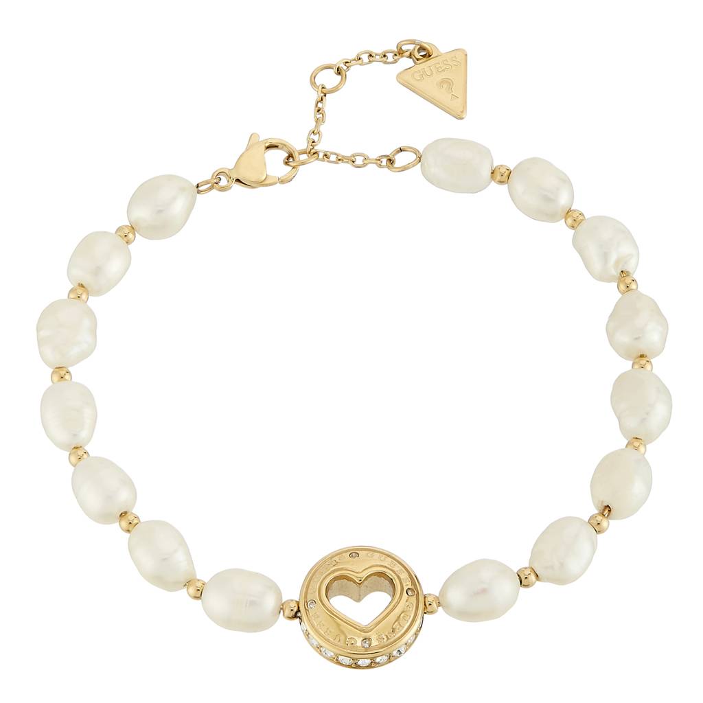 Guess Rolling Hearts Gold-Plated Stainless Steel Bracelet For Women : UBB03342YGL