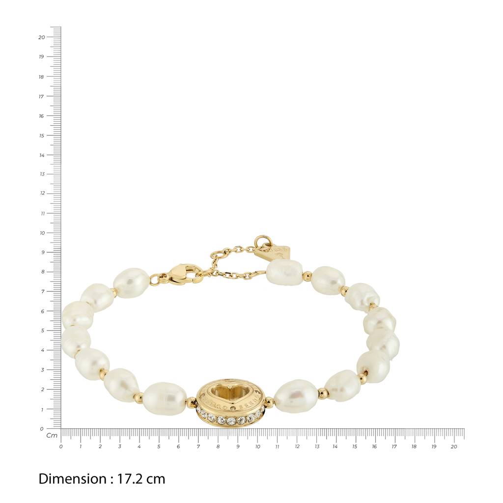 Guess Rolling Hearts Gold-Plated Stainless Steel Bracelet For Women : UBB03342YGL
