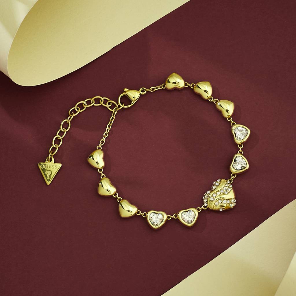 Guess In My Heart Gold-Plated Stainless Steel Bracelet For Women : UBB04492YGS