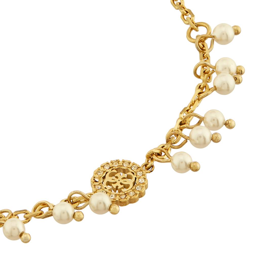 Guess Bon Bon Gold-Plated White Stainless Steel Bracelet For Women : UBB04681YGWHL
