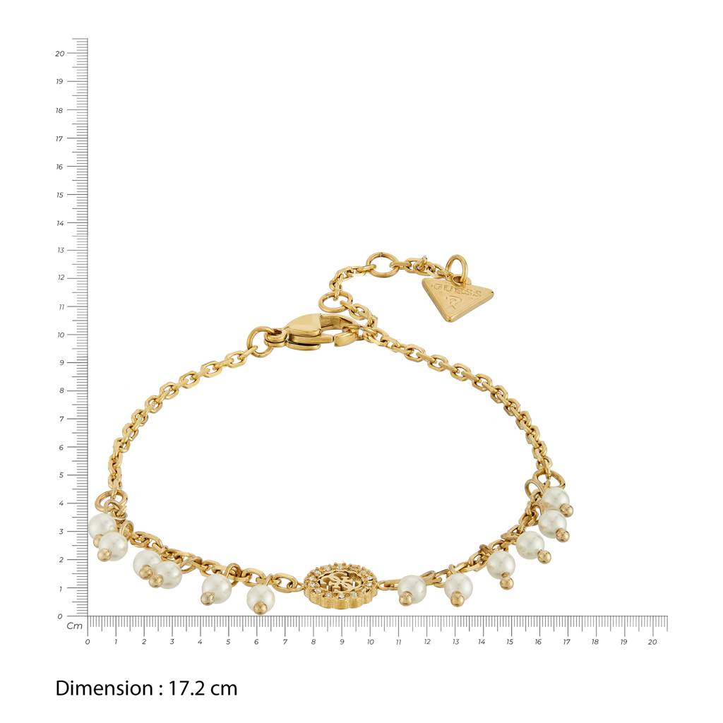 Guess Bon Bon Gold-Plated White Stainless Steel Bracelet For Women : UBB04681YGWHL
