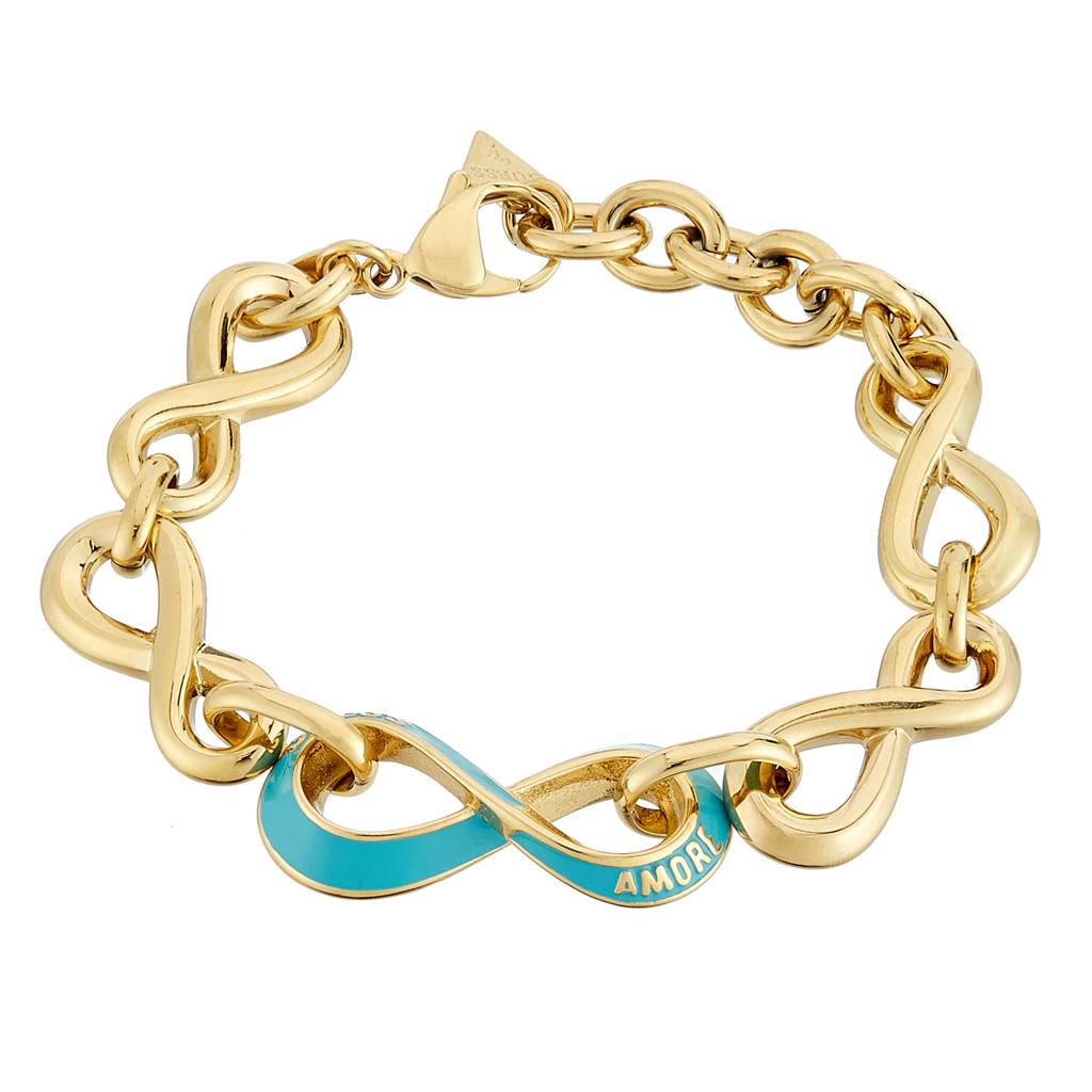Guess Amore Gold-Plated Stainless Steel Bracelet For Women Small : UBB05044YGLBS