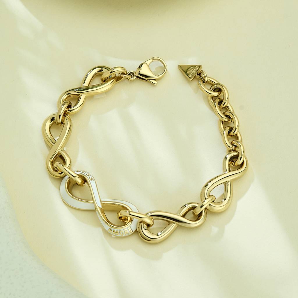 Guess Amore Gold-Plated Stainless Steel Bracelet For Women Small : UBB05044YGWHS