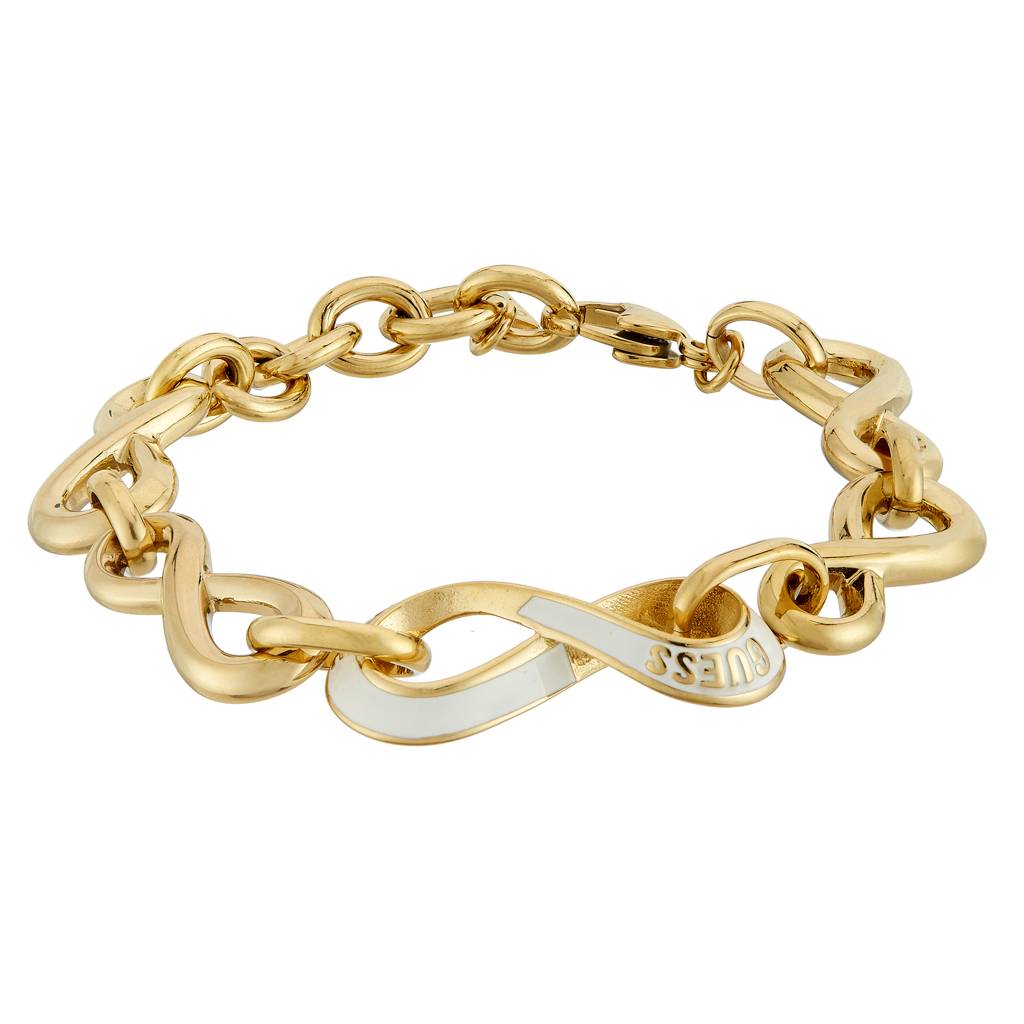 Guess Amore Gold-Plated Stainless Steel Bracelet For Women Small : UBB05044YGWHS