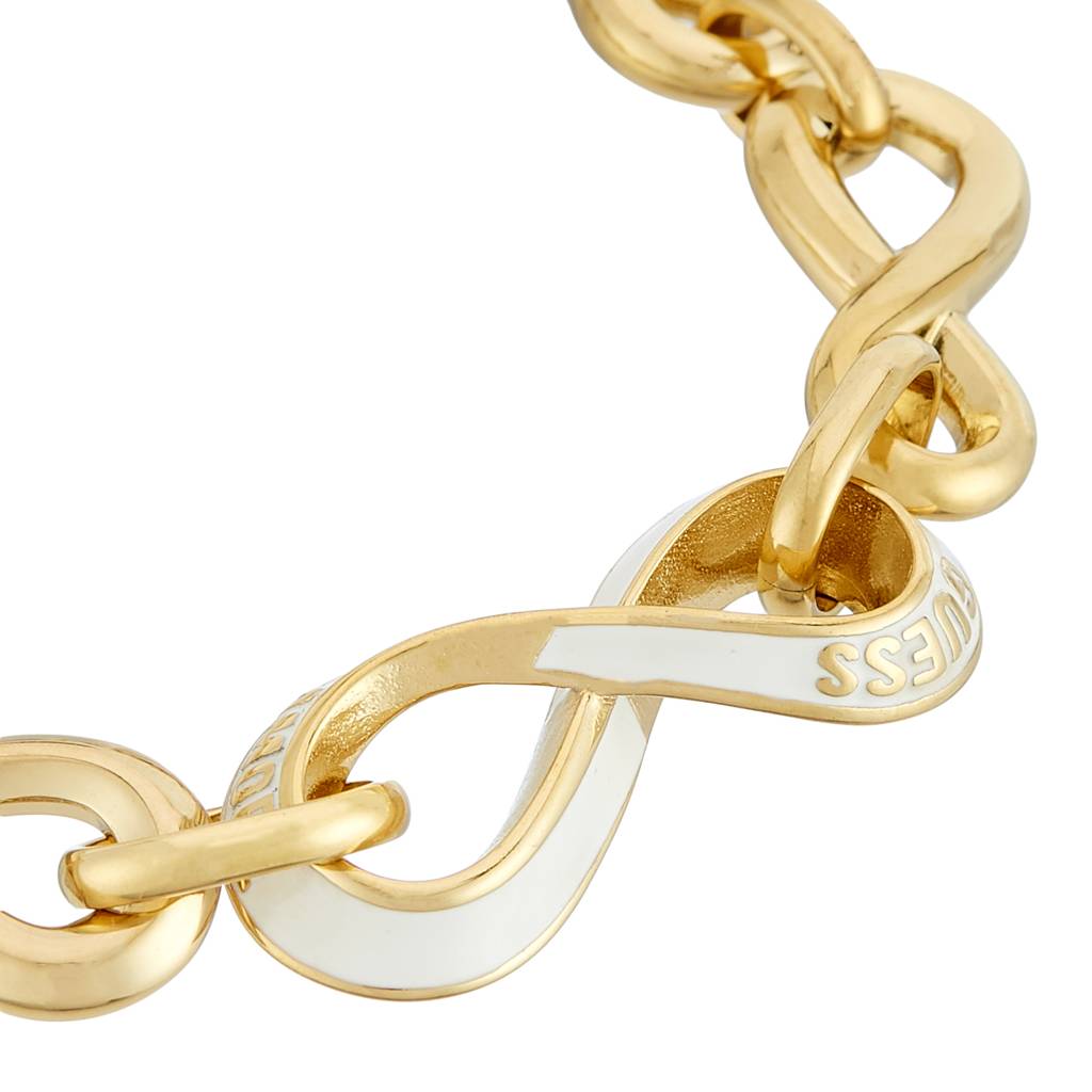 Guess Amore Gold-Plated Stainless Steel Bracelet For Women Small : UBB05044YGWHS