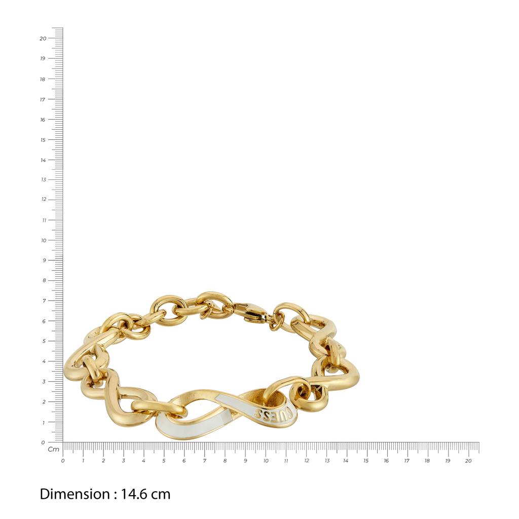 Guess Amore Gold-Plated Stainless Steel Bracelet For Women Small : UBB05044YGWHS