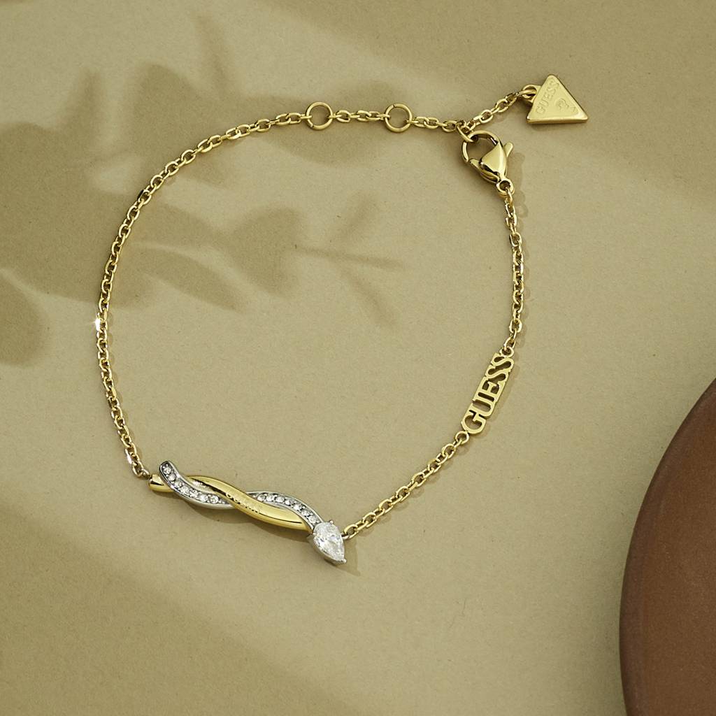 Guess Twist Gold-Plated Stainless Steel Bracelet For Women : UBB05067YGRHS