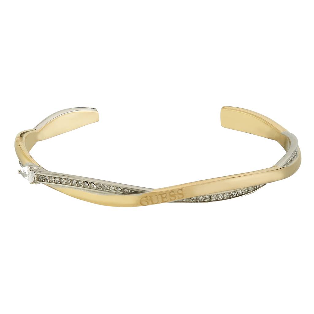 Guess Twist Gold-Plated Stainless Steel Cuff Bracelet For Women : UBB05069YGRHL