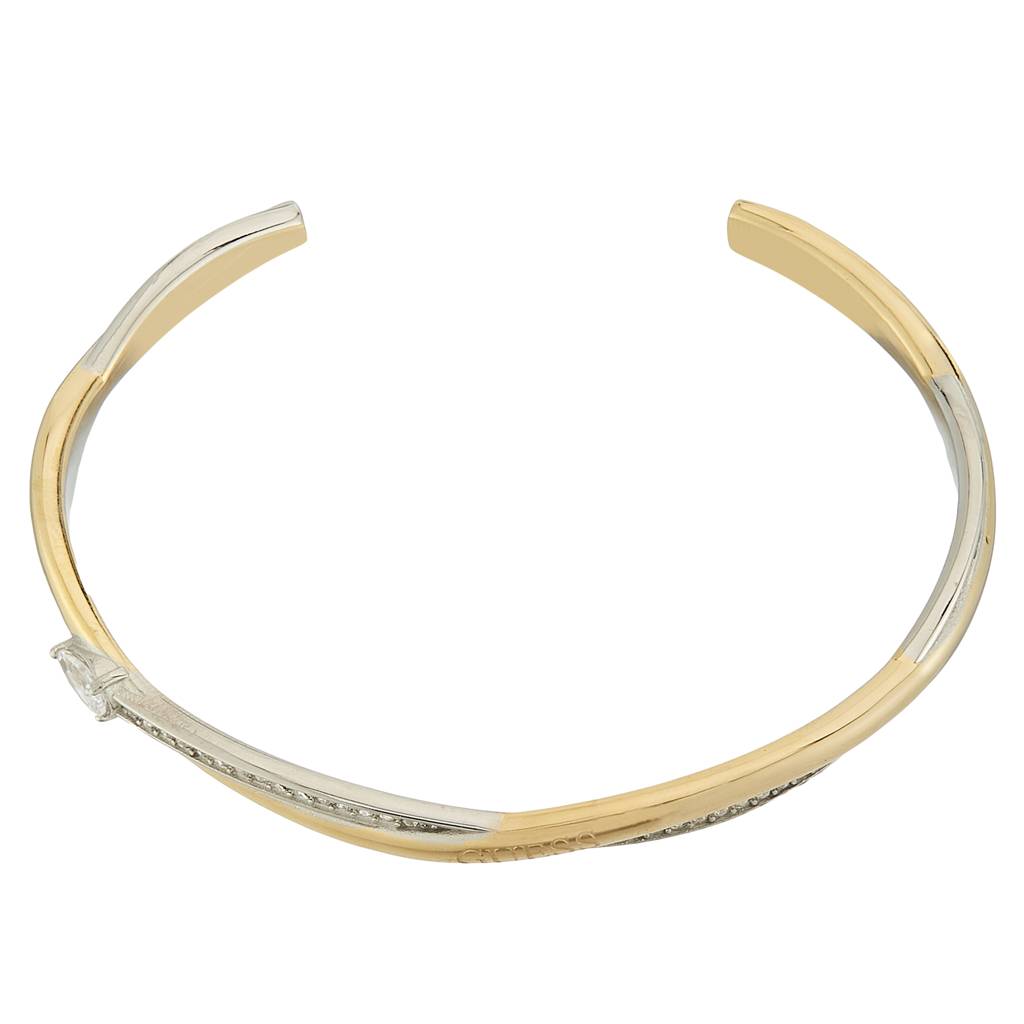 Guess Twist Gold-Plated Stainless Steel Cuff Bracelet For Women : UBB05069YGRHS