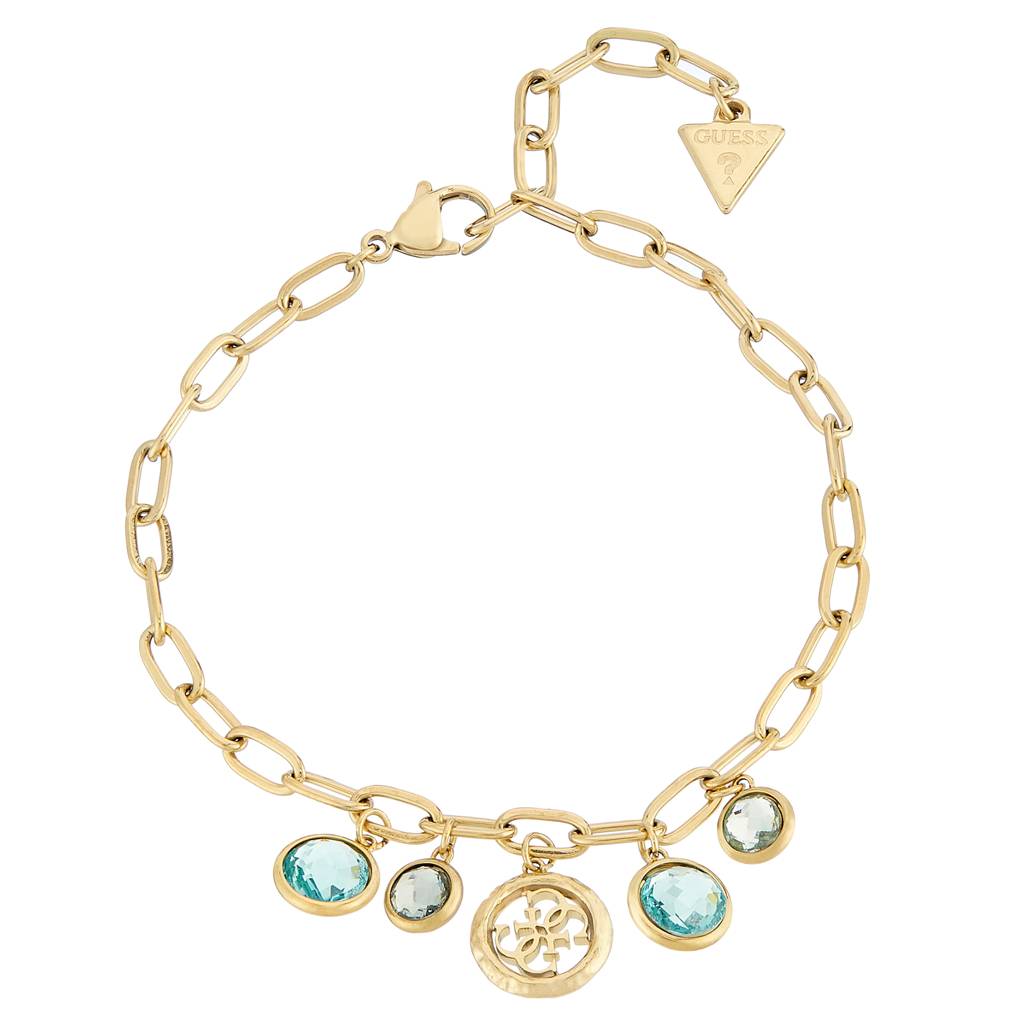 Guess Petra Gold-Plated Aqua Stainless Steel Bracelet For Women Small : UBB05096YGAQS