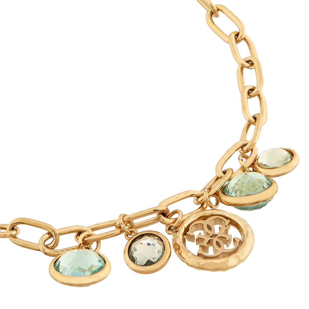 Guess Petra Gold-Plated Aqua Stainless Steel Bracelet For Women Small : UBB05096YGAQS