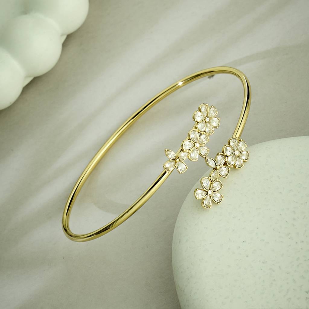 Guess Lily Gold-Plated Stainless Steel Cuff Bracelet For Women Large : UBB05103YGS