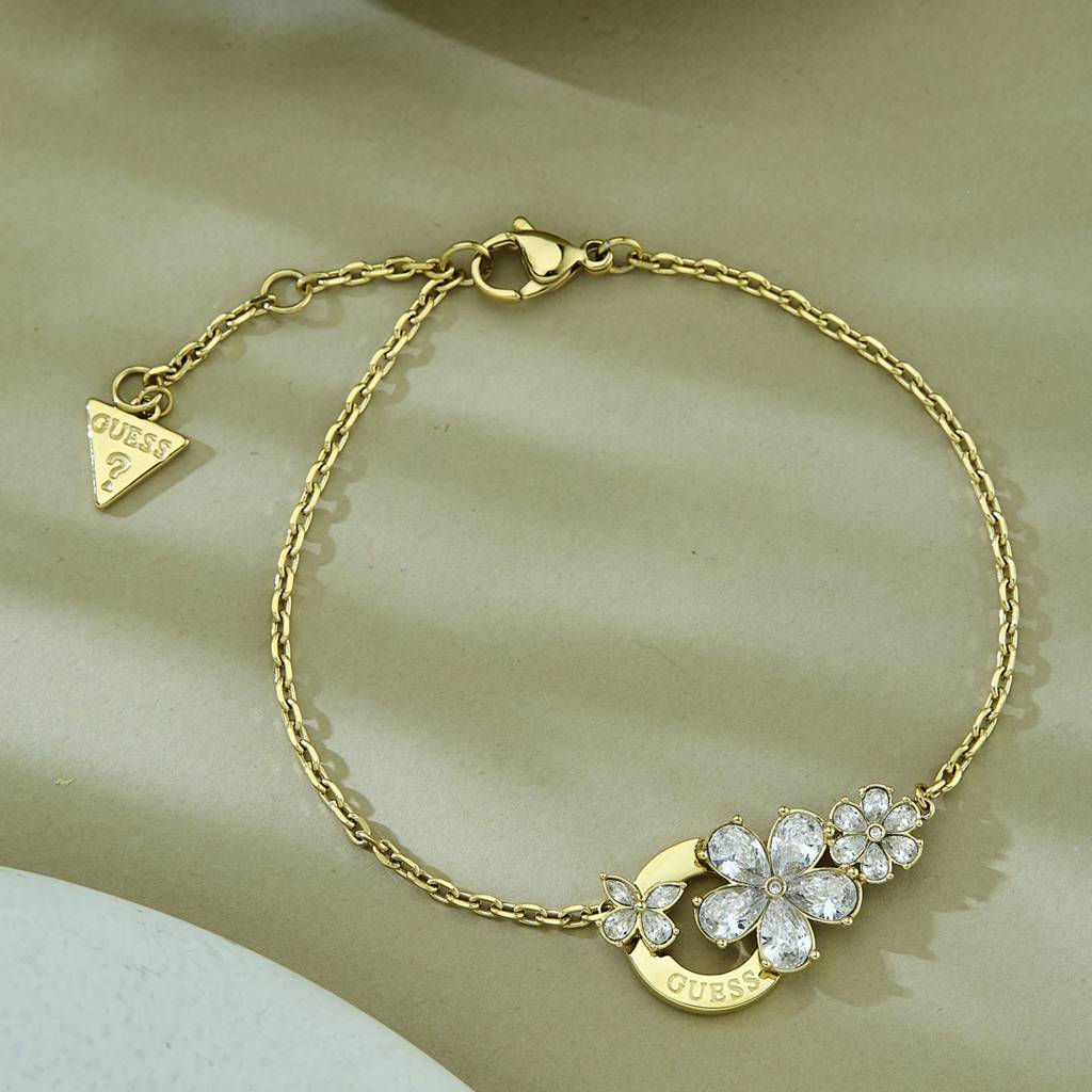 Guess Lily Gold-Plated Stainless Steel Chain Bracelet For Women : UBB05106YGS