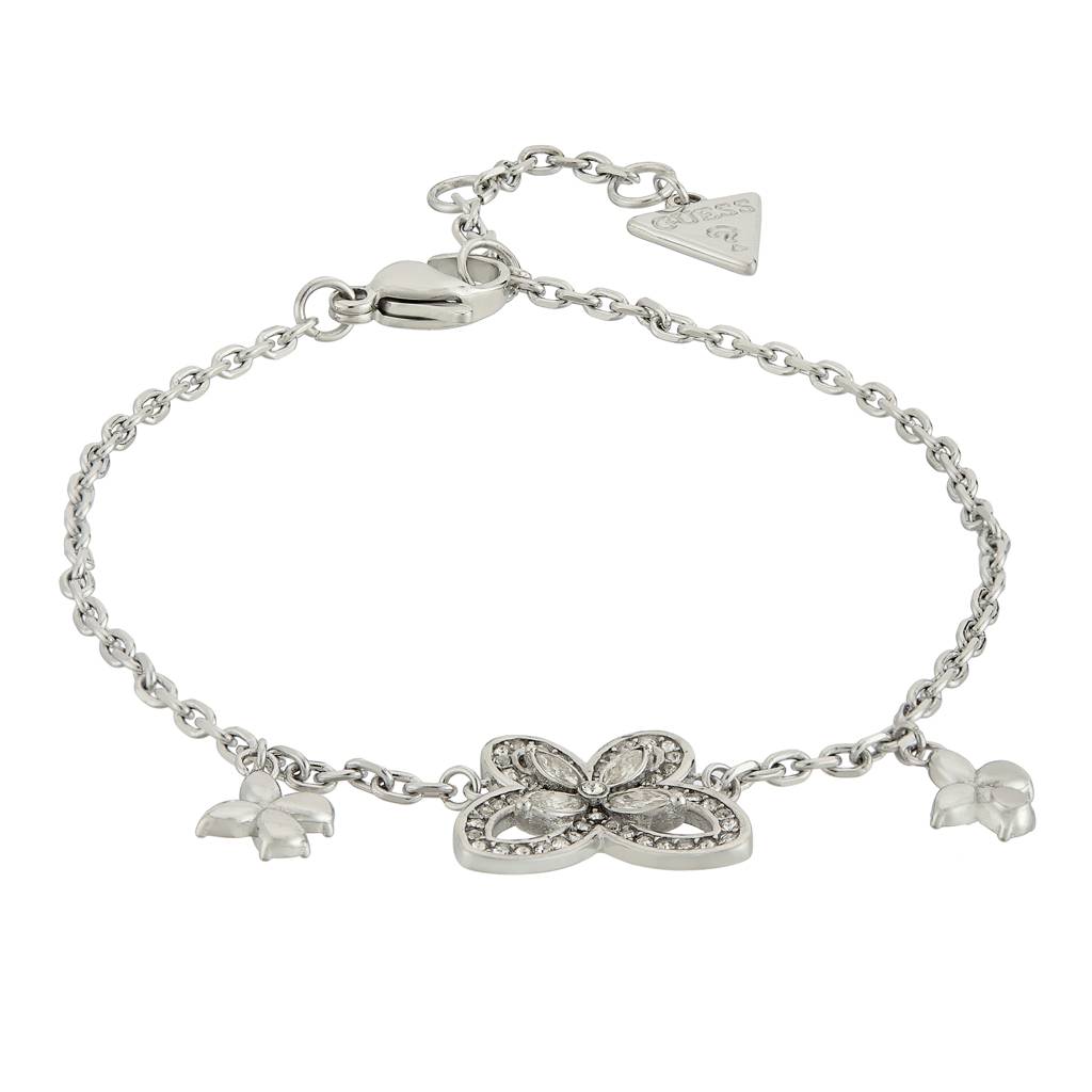 Guess Lily Silver-Plated Stainless Steel Butterfly Bracelet For Women : UBB05113RHL