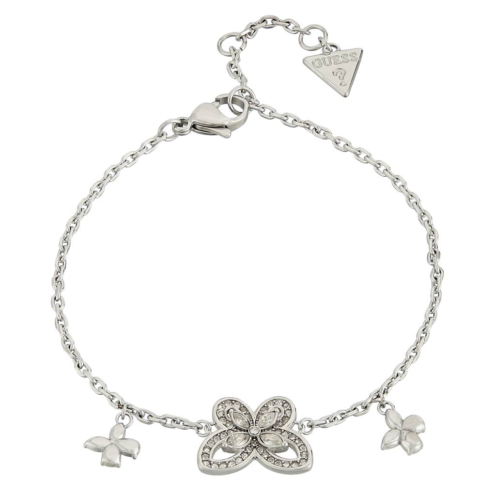 Guess Lily Silver-Plated Stainless Steel Butterfly Bracelet For Women : UBB05113RHL