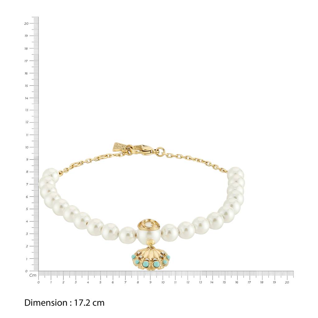Guess Seashell Gold-Plated Pearl Stainless Steel Bracelet For Women Large : UBB05126YGL