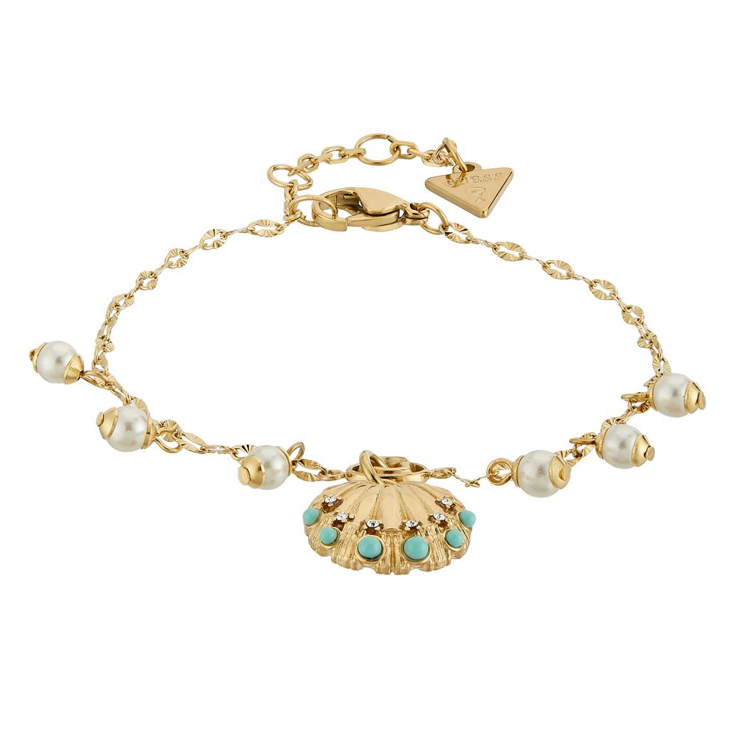 Guess Seashell Gold-Plated Stainless Steel Link Bracelet For Women Small : UBB05134YGS