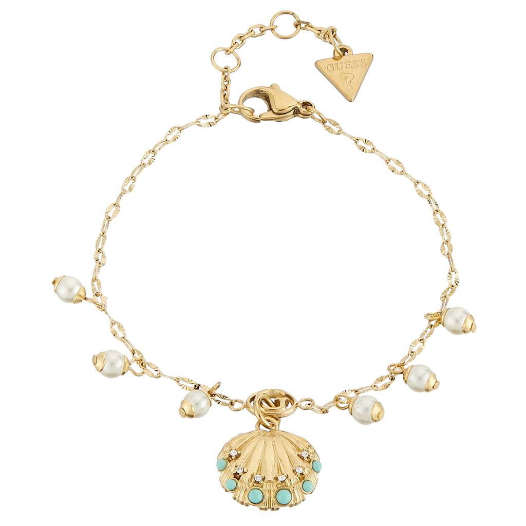 Guess Seashell Gold-Plated Stainless Steel Link Bracelet For Women Small : UBB05134YGS