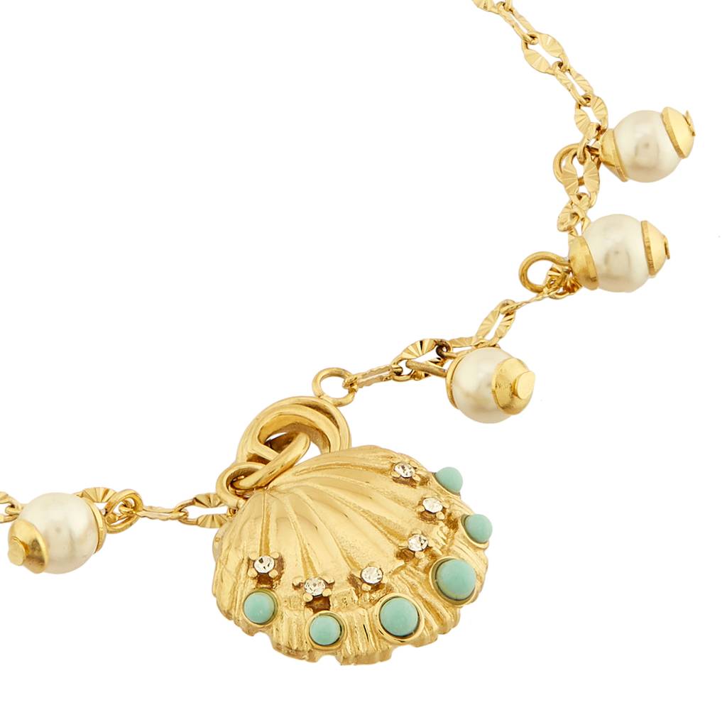 Guess Seashell Gold-Plated Stainless Steel Link Bracelet For Women Small : UBB05134YGS