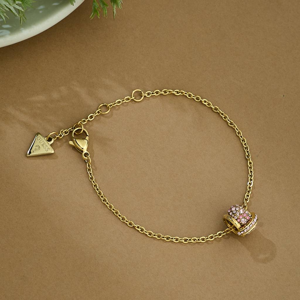 Guess Fabulous Me Gold-Plated Ruby Stainless Steel Bracelet For