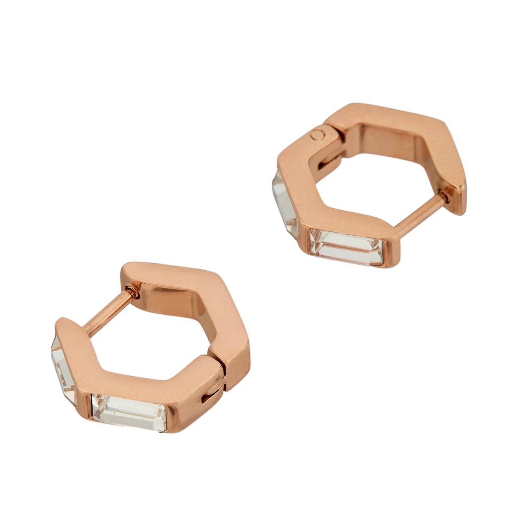Guess Huggie Me Rose Gold-Plated Stainless Steel Earrings For Women : UBE03133RG