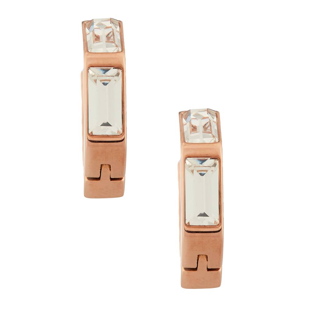 Guess Huggie Me Rose Gold-Plated Stainless Steel Earrings For Women : UBE03133RG