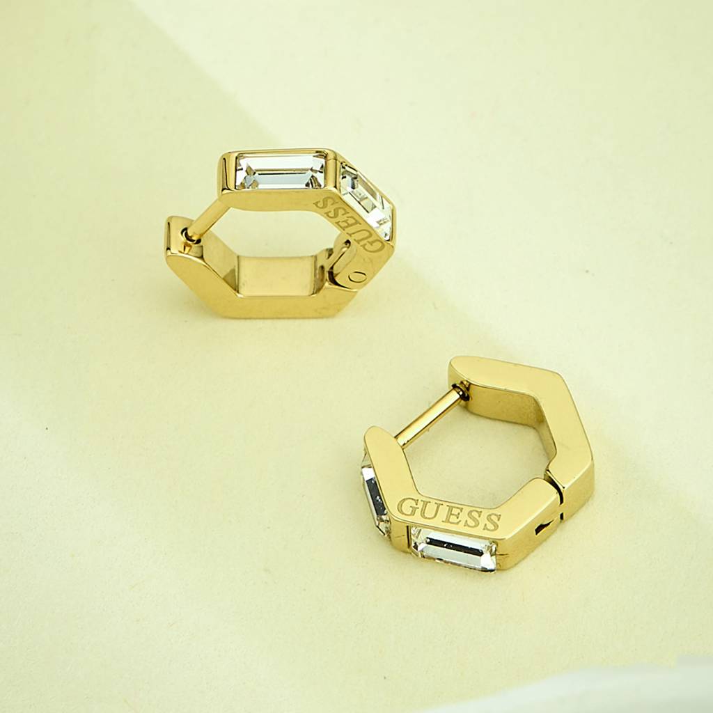 Guess Huggie Me Gold-Plated Stainless Steel Stud Earrings For