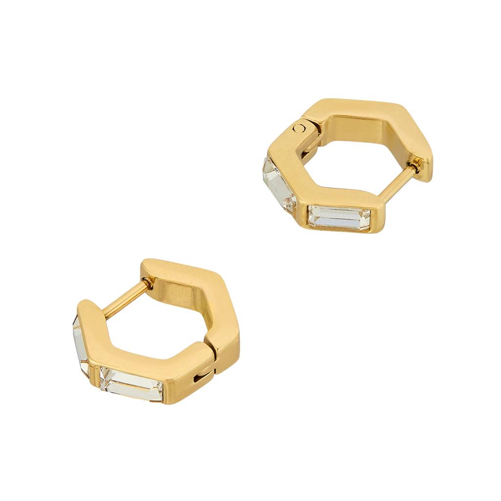 Guess Huggie Me Gold-Plated Stainless Steel Stud Earrings For Women : UBE03133YG