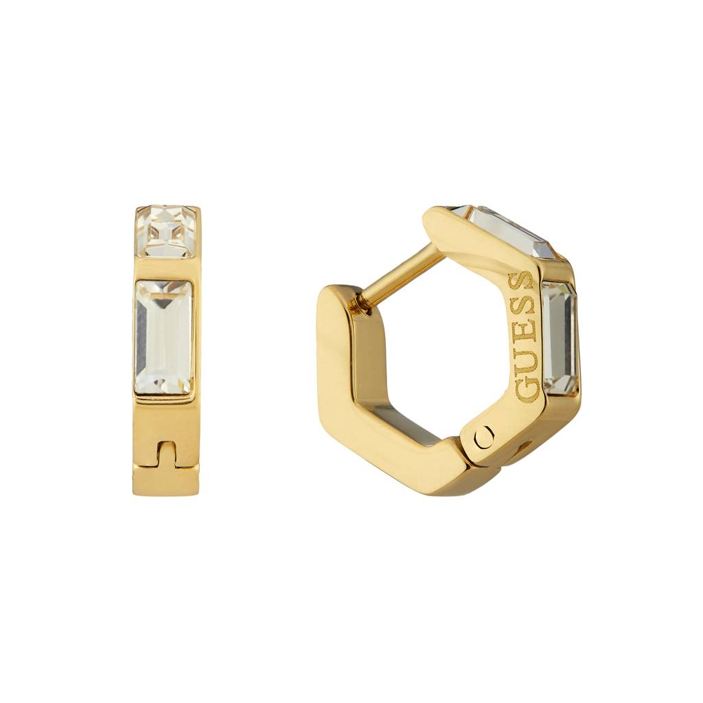 Guess Huggie Me Gold-Plated Stainless Steel Stud Earrings For Women : UBE03133YG