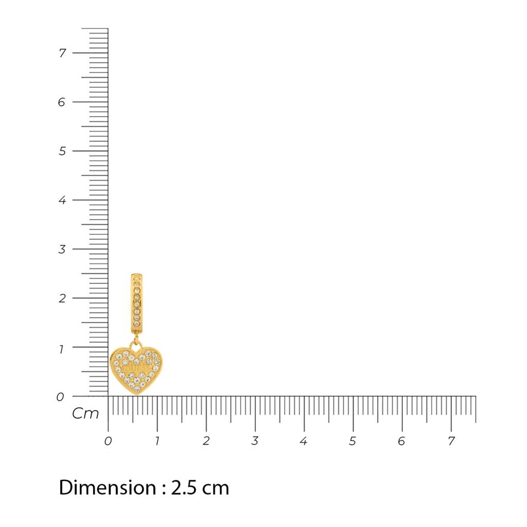 Guess Huggie Me Gold-Plated Stainless Steel Heart Drop Earrings For Women : UBE03136YG