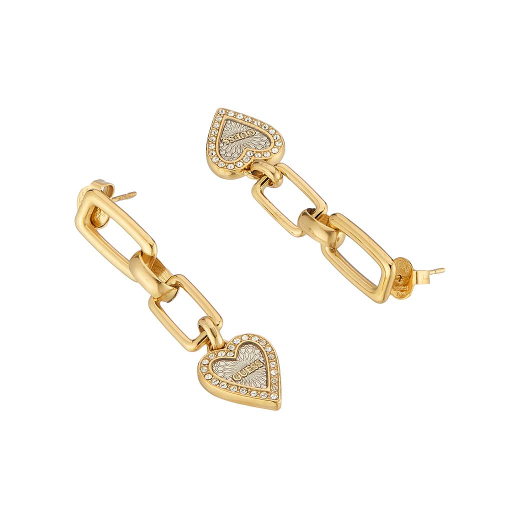 Guess Love Me Tender Gold & Silver Plated Stainless Steel Earrings For Women : UBE03236YGRH